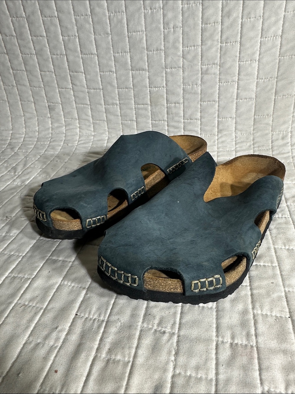 Comfortfube Trudi Blue Suede cork Slide Sandals
